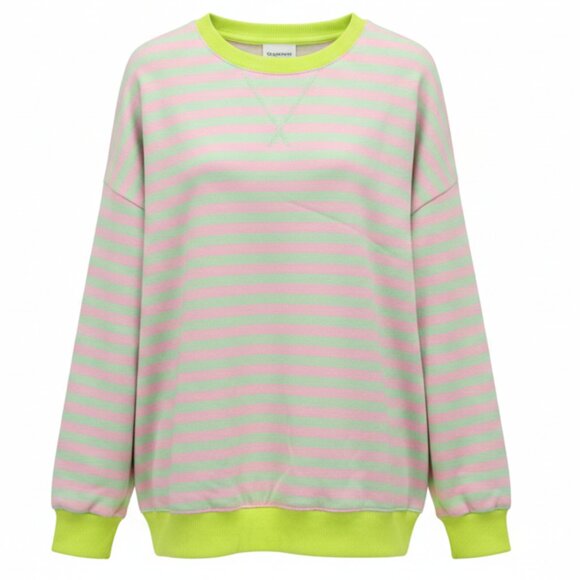 New Women’s Striped Oversized Crew Neck Sweatshirt – Size Medium - Picture 1 of 5